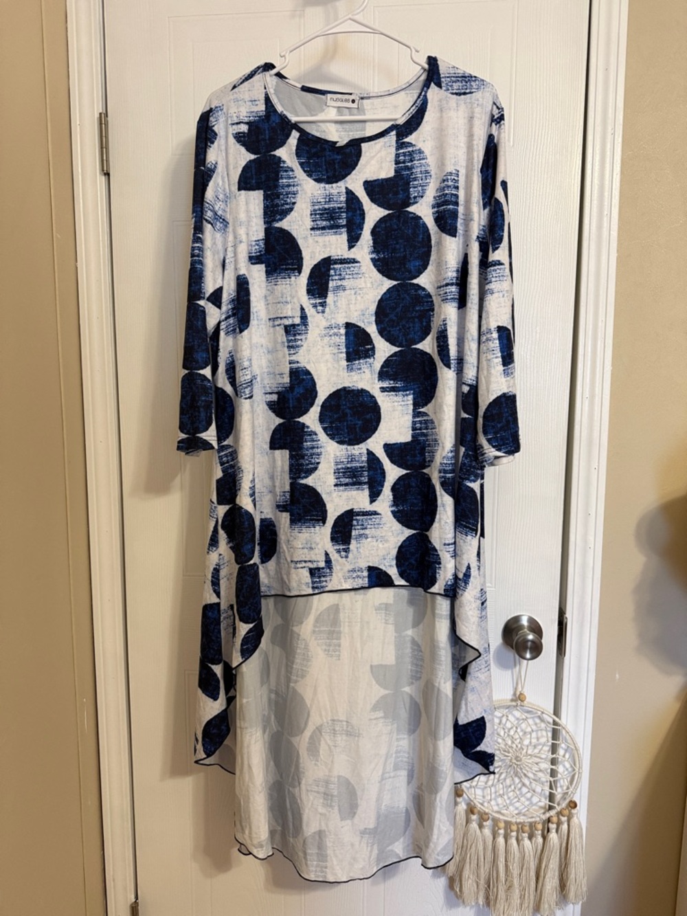 Nuggles Blue Geo-Print High-Low Tunic Top